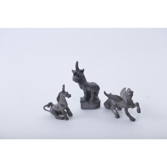 Pegasus, Unicorns, Set Of Three, Pewter, Statue, Miniature, Game Piece, Statuett - Picture 2 of 3
